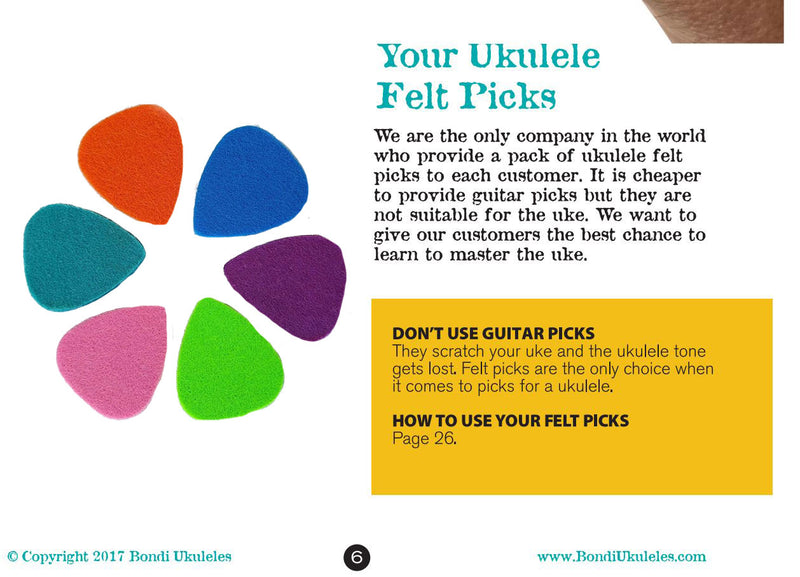 Felt Ukulele Picks - 6 Pack