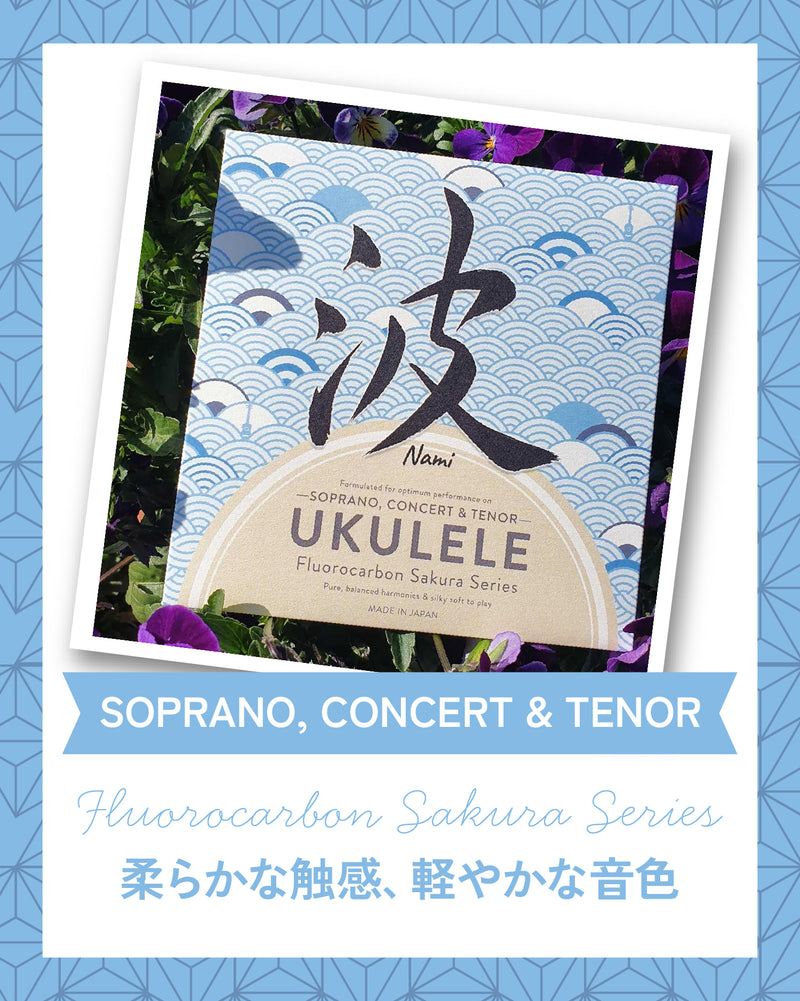 Nami Fluorocarbon Japanese Ukulele Strings for Soprano, Concert, Tenor Sizes in One