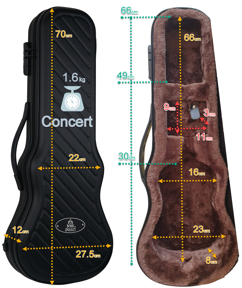 Bondi Shock-Rock Concert Ukulele Hard Case - Gold