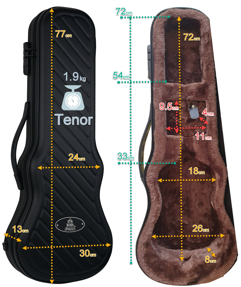 Bondi Shock-Rock Tenor Ukulele Hard Case- Black