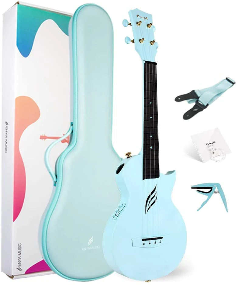 Enya Nova U Carbon Concert Ukulele - Electric - Blue