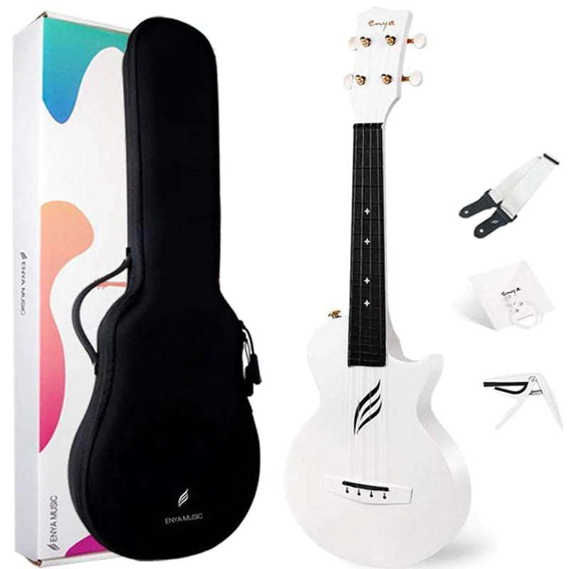 Enya Nova U Carbon Concert Ukulele - Electric - White