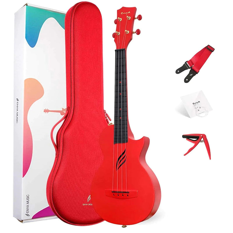 Enya Nova U Carbon Concert Ukulele - Electric - Red