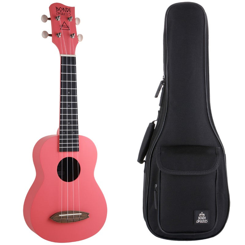 Bondi Surf Soprano Mahogany Ukulele Lit Kit Ballerina Pink