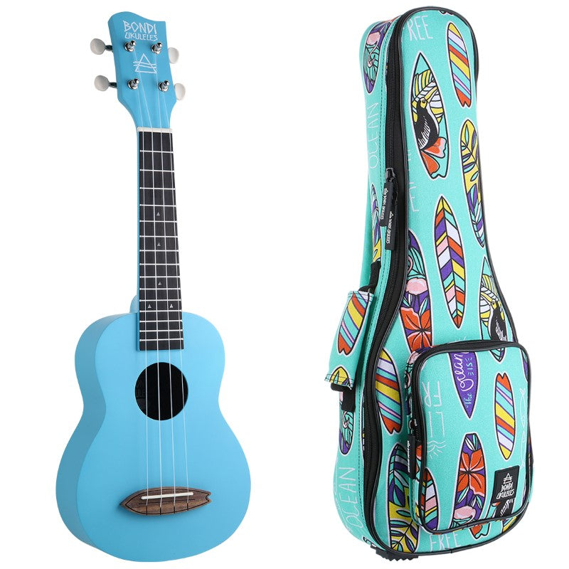 Bondi Surf Soprano Mahogany Ukulele Lit Kit Tahitian Blue