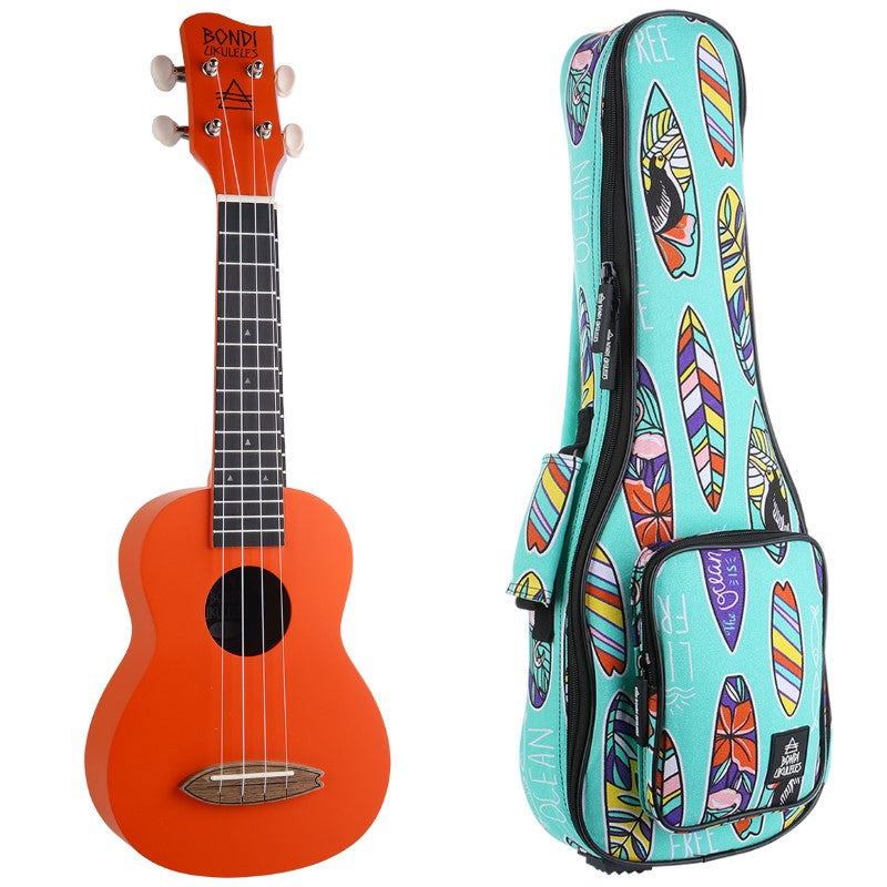 Bondi Surf Soprano Mahogany Ukulele Lit Kit Intrepid Red