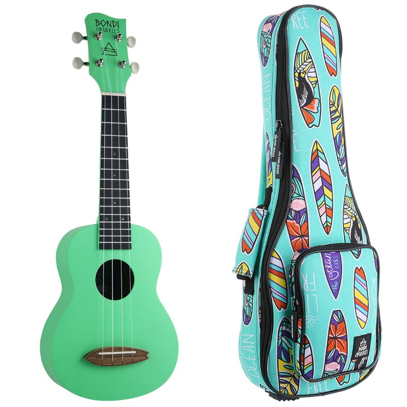 Bondi Surf Soprano Mahogany Ukulele Lit Kit Summer Green