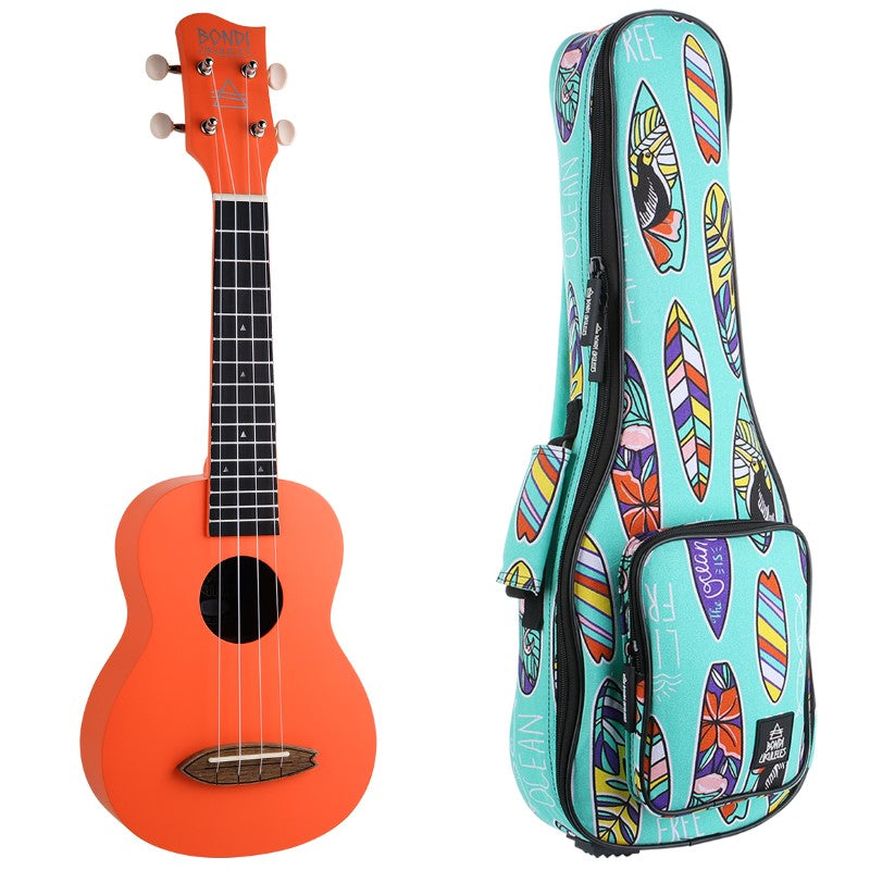 Bondi Surf Soprano Mahogany Ukulele Lit Kit Spiced Coral