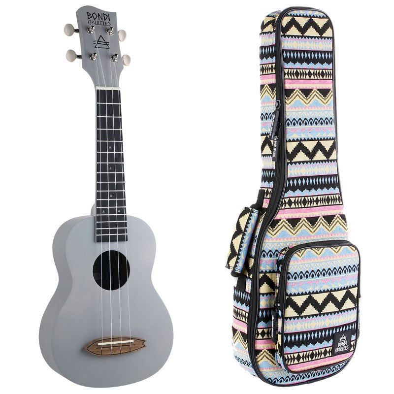 Bondi Surf Soprano Mahogany Ukulele Lit Kit Halcyon Grey