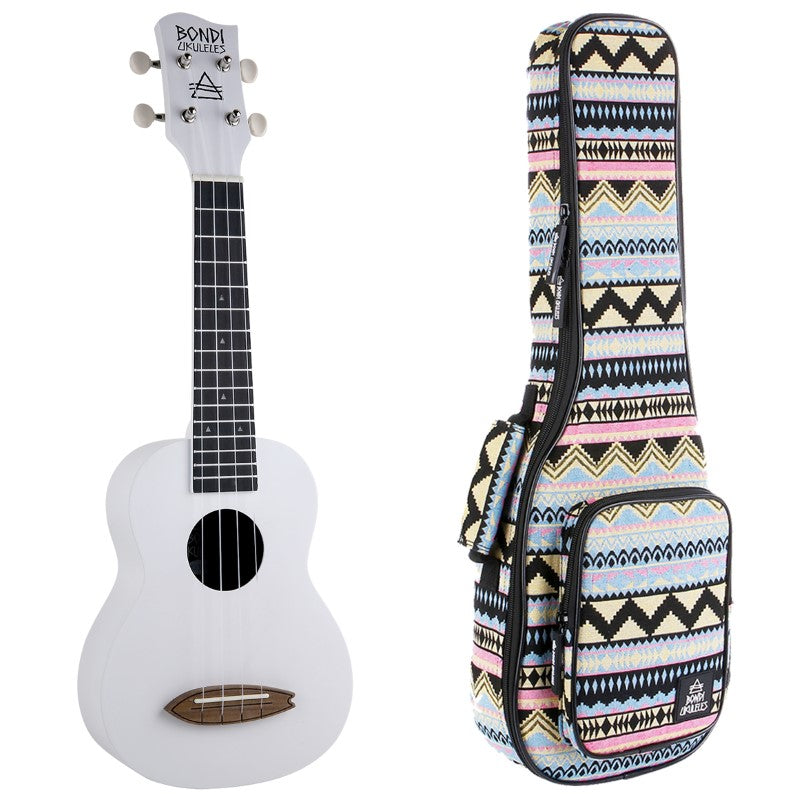 Bondi Surf Soprano Mahogany Ukulele Lit Kit Oxford White