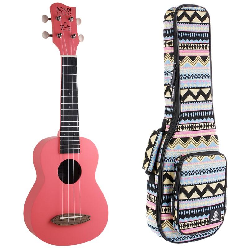 Bondi Surf Soprano Mahogany Ukulele Lit Kit Ballerina Pink