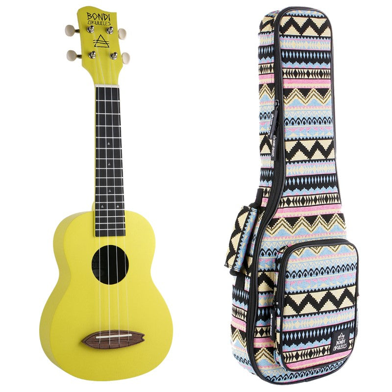 Bondi Surf Soprano Mahogany Ukulele Lit Kit Blazing Yellow