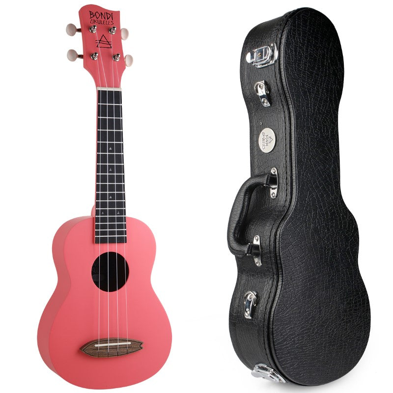 Bondi Surf Soprano Mahogany Ukulele Lit Kit Ballerina Pink