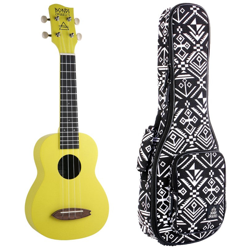 Bondi Surf Soprano Mahogany Ukulele Lit Kit Blazing Yellow
