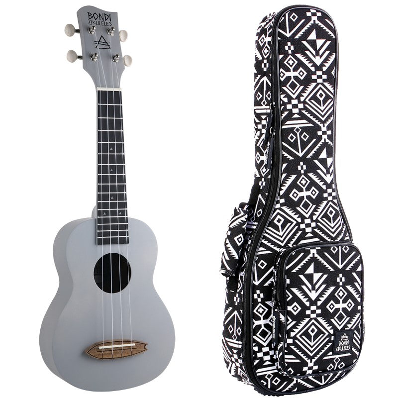 Bondi Surf Soprano Mahogany Ukulele Lit Kit Halcyon Grey