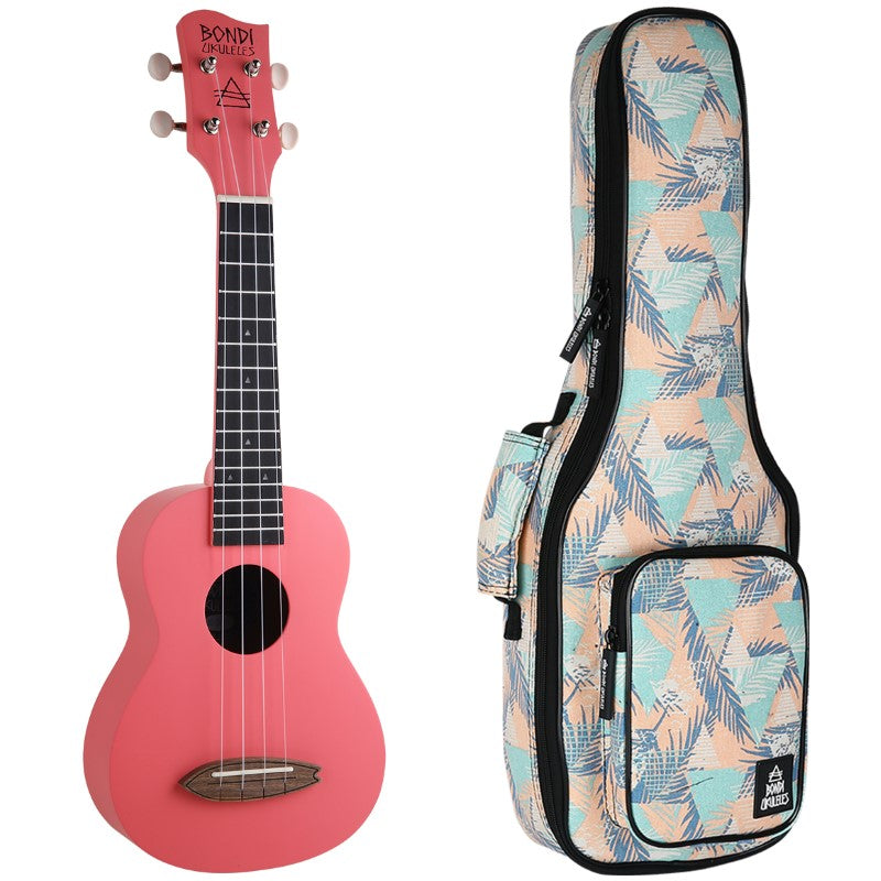 Bondi Surf Soprano Mahogany Ukulele Lit Kit Ballerina Pink