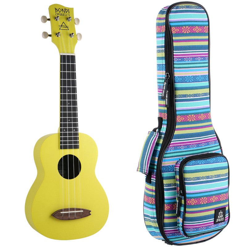 Bondi Surf Soprano Mahogany Ukulele Lit Kit Blazing Yellow