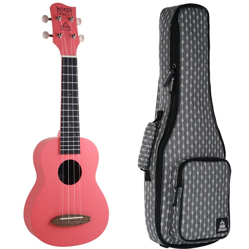 Bondi Surf Soprano Mahogany Ukulele Lit Kit Ballerina Pink