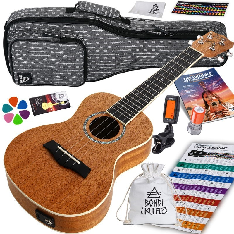 Bondi Starter Kit Arcadia Mahogany Concert Electric Ukulele Bundle