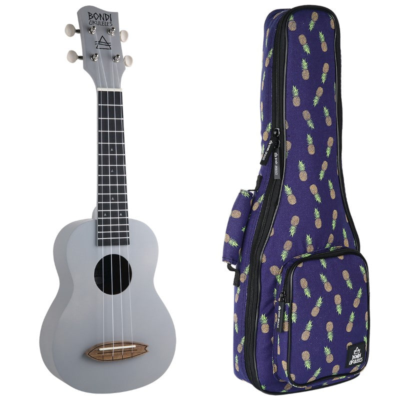 Bondi Surf Soprano Mahogany Ukulele Lit Kit Halcyon Grey