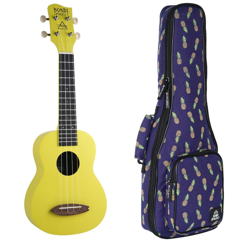 Bondi Surf Soprano Mahogany Ukulele Lit Kit Blazing Yellow