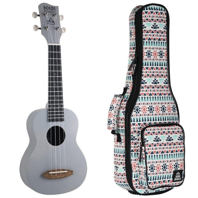 Bondi Surf Soprano Mahogany Ukulele Lit Kit Halcyon Grey