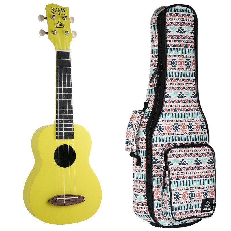 Bondi Surf Soprano Mahogany Ukulele Lit Kit Blazing Yellow