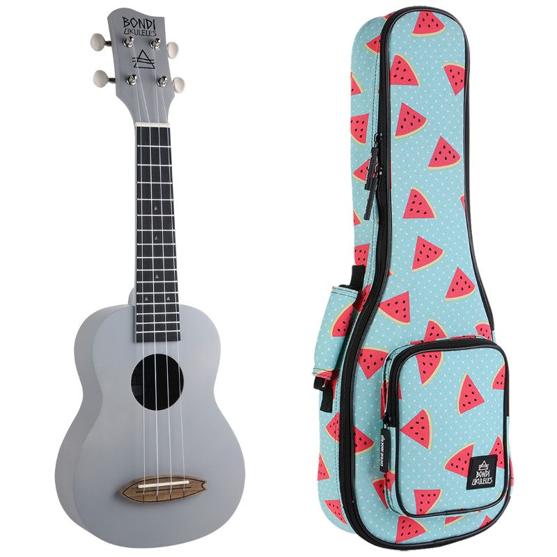 Bondi Surf Soprano Mahogany Ukulele Lit Kit Halcyon Grey