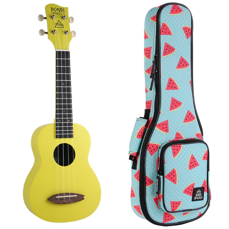 Bondi Surf Soprano Mahogany Ukulele Lit Kit Blazing Yellow