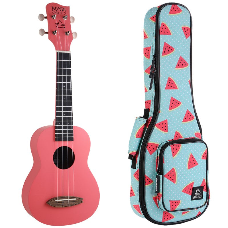 Bondi Surf Soprano Mahogany Ukulele Lit Kit Ballerina Pink