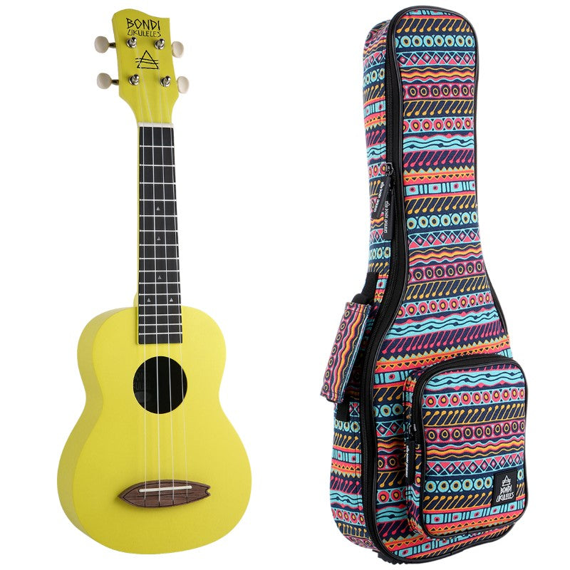 Bondi Surf Soprano Mahogany Ukulele Lit Kit Blazing Yellow