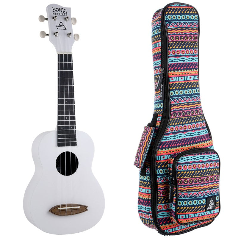 Bondi Surf Soprano Mahogany Ukulele Lit Kit Oxford White